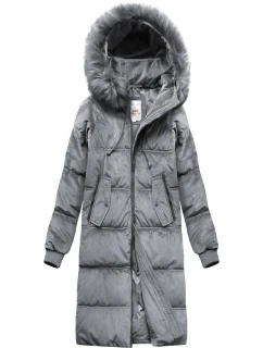 Šedá dámská zimní bunda s kapucí model 21773179 - Libland