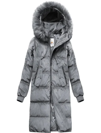 Šedá dámská zimní bunda s kapucí model 21773179 - Libland