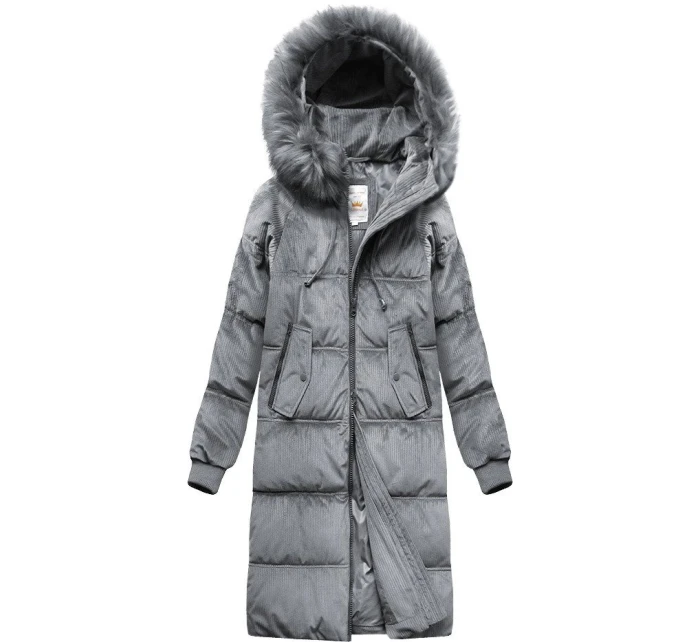Šedá dámská zimní bunda s kapucí model 21773179 - Libland