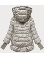 Krátká béžová dámská bunda s stahovacími lemy model 21785344 - MINORITY Krátká béžová dámská bunda s stahovacími lemy model 21785344 - MINORITY