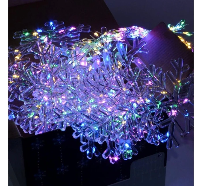 Světelný závěs na vánoční stromek 200x200 CM 408LED sněhové vločky MULTIKOLOR