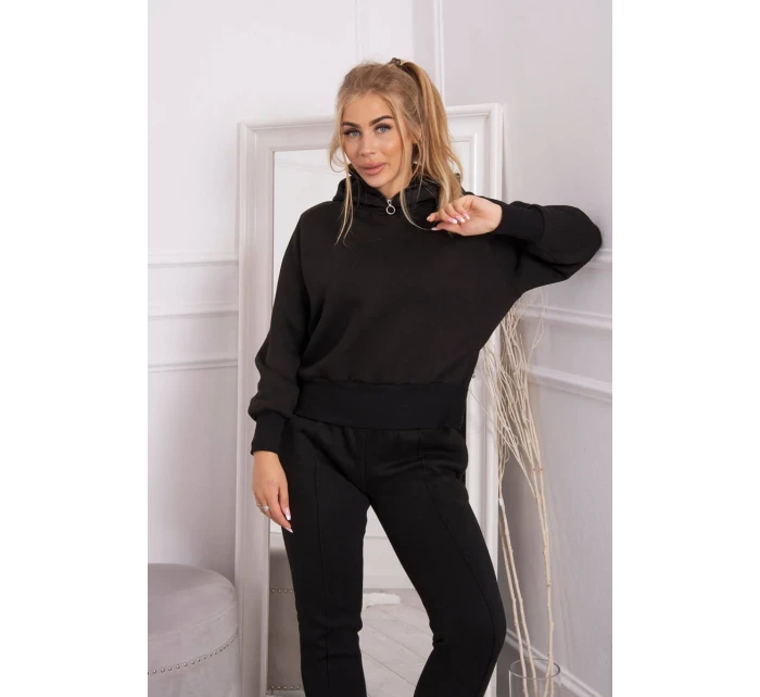 Zateplený set model 21915215 a kapuce černý - K-Fashion Zateplený set model 21915215 a kapuce černý - K-Fashion