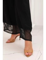 Dámská souprava z viskózy, top na širokých ramínkách a kalhoty s širokým střihem černý