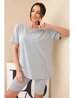 Dámský bavlněný komplet s krátkým rukávem a šortkami žlutý