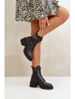 Dámské Botky Na Podpatku Zateplené Z Přírodní Kůže Černé model 21670102 - VINCEZA