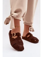 Dámské s pásky a zlatým přezkou Čokoládové model 21951397 - Boto