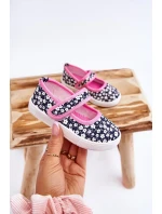 Dětské balerínky na suchý zip v potisku námořnické modré a růžové Selah Dětské balerínky na suchý zip v potisku námořnické modré a růžové Selah