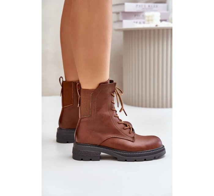 Zateplené Kotníkové Boty Workery Na Zip Hnědé Leairae Zateplené Kotníkové Boty Workery Na Zip Hnědé Leairae