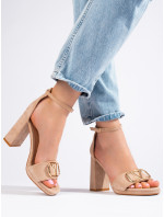 Moderní  sandály dámské hnědé na širokém podpatku