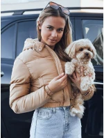 Dámská krátká zimní bunda s kapucí béžová FashionStreet TY5471