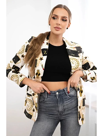 Bavlněná bunda s barevným potiskem model 20770494 - K-Fashion Bavlněná bunda s barevným potiskem model 20770494 - K-Fashion