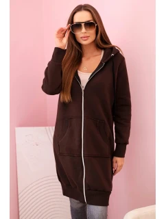 Dámská zateplená mikina s kapucí a zipem hnědý