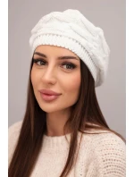 Dámská zimní čepice z vlny s ozdobným pletením a bílá model 21878093 - K-Fashion Dámská zimní čepice z vlny s ozdobným pletením a bílá model 21878093 - K-Fashion