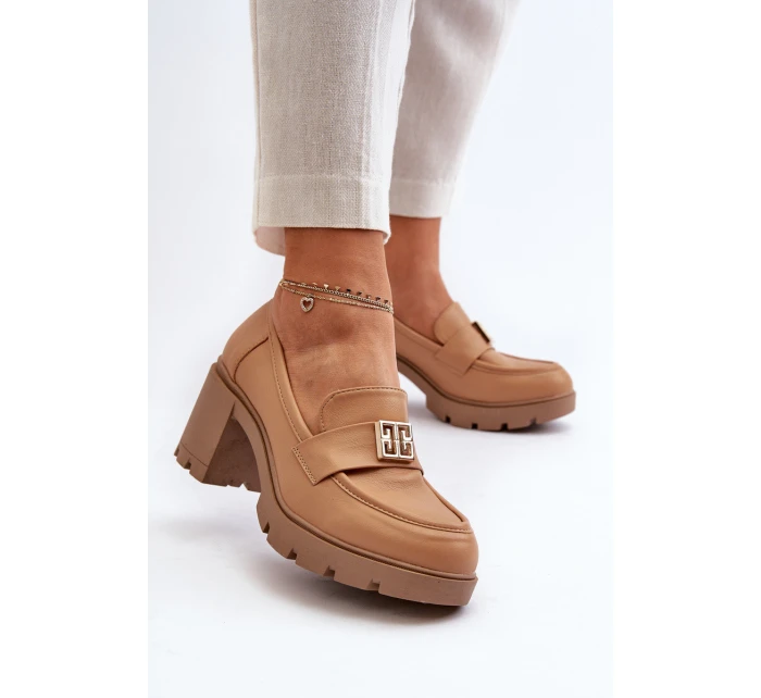 Dámské polobotky na podpatku s ozdobou Camel model 21655233 - Boto Dámské polobotky na podpatku s ozdobou Camel model 21655233 - Boto