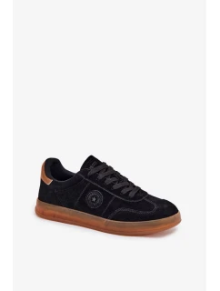 Dámské semišové tenisky na platformě Big Star – černé