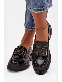 Dámské lakované mokasiny černé model 22036012 - SWEET SHOES