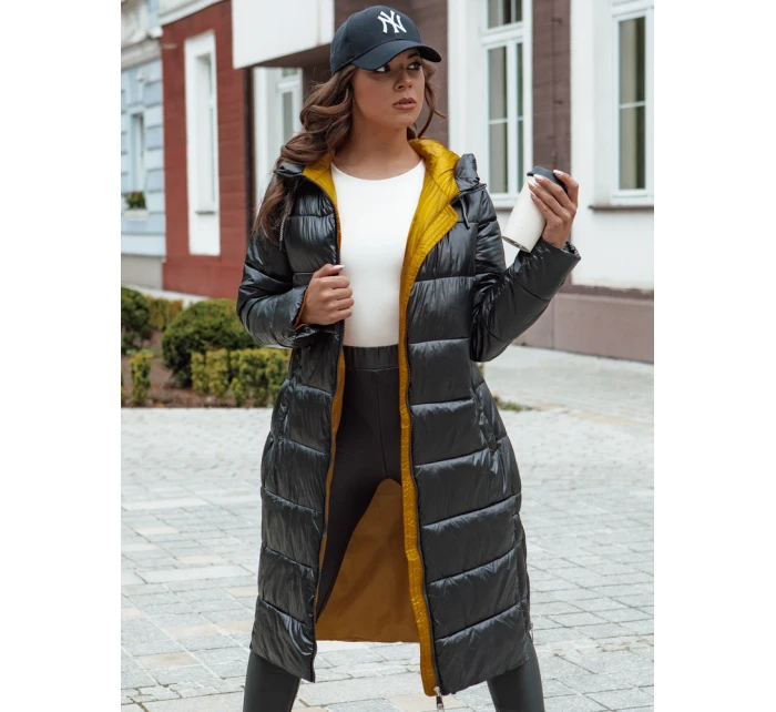 Dámský prošívaný zimní kabát s kapucí černý model 21979884 - Dstreet