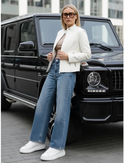 Kurtka skórzana damska TRENDY FUSION biała FashionStreet TY5478 Kurtka skórzana damska TRENDY FUSION biała FashionStreet TY5478