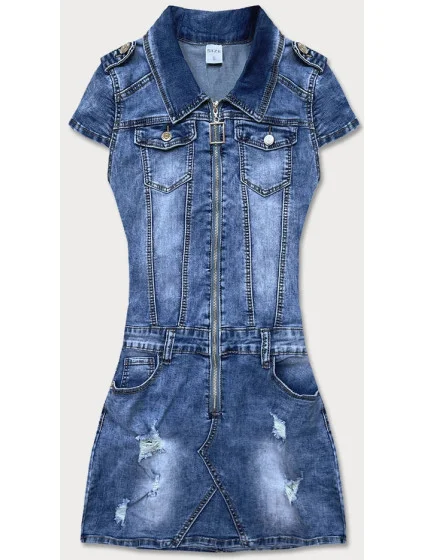 Světle modré dámské džínové šaty s krátkými rukávy (GD6620)