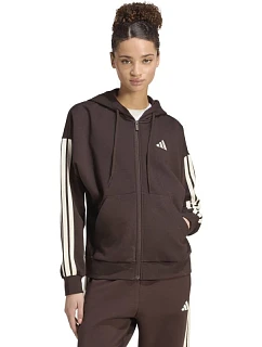Dámská mikina adidas Essentials 3-Stripes Full-Zip Fleece Hoodie, hnědá, KX0784