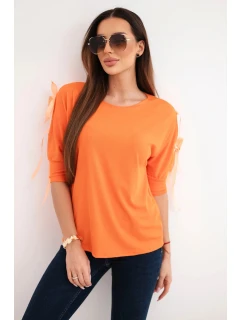 Dámská viskózová blůza s ozdobnými stuhami oranžová