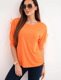 Dámská viskózová blůza s ozdobnými stuhami oranžová