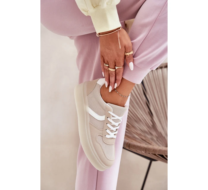 Nízké Dámské Tenisky Na Platformě Béžové model 21689166 - EVENTO Nízké Dámské Tenisky Na Platformě Béžové model 21689166 - EVENTO