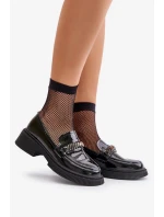 Dámské Lakované Mokasíny Loafersy S Ozdobou D&A Černé Dámské Lakované Mokasíny Loafersy S Ozdobou D&A Černé