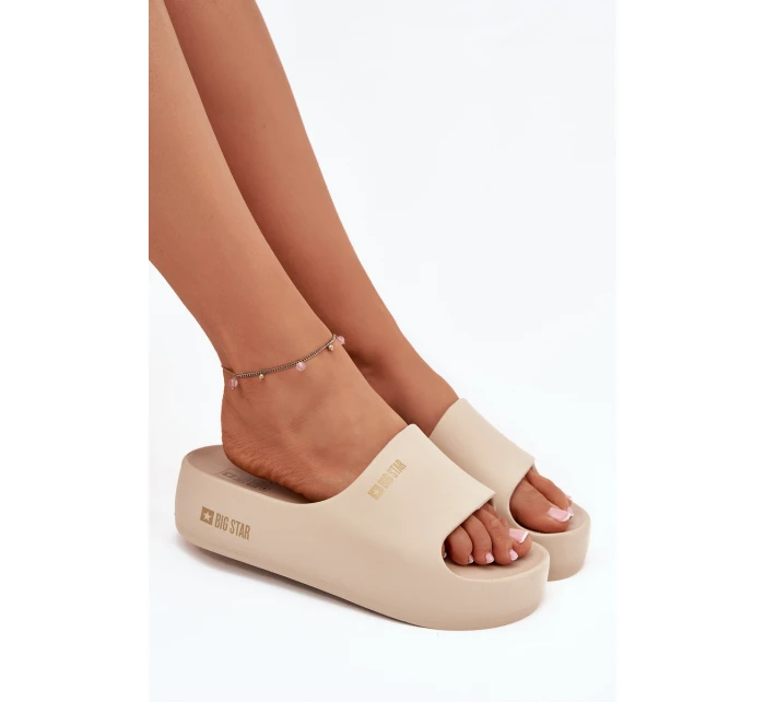 Dámské pantofle na masivní pěnové platformě Big Star – béžové Dámské pantofle na masivní pěnové platformě Big Star – béžové