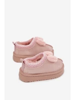 Dětské sněhule s výšivkou a mašličkou Daven – růžové Dětské sněhule s výšivkou a mašličkou Daven – růžové