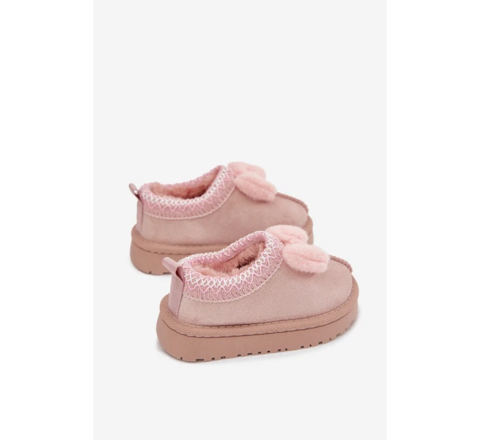 Dětské sněhule s výšivkou a mašličkou Daven – růžové Dětské sněhule s výšivkou a mašličkou Daven – růžové