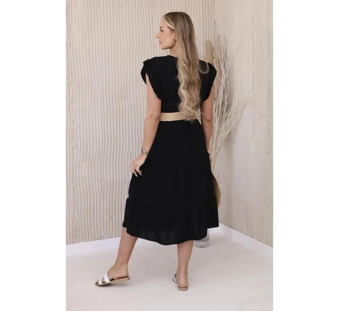 Dámské šaty 5997 s páskem černé - Kesi Dámské šaty 5997 s páskem černé - Kesi