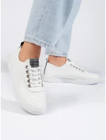 Komfortní tenisky dámské bílé bez podpatku Komfortní tenisky dámské bílé bez podpatku