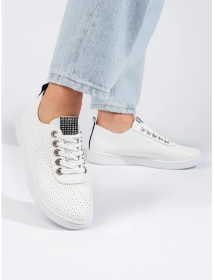 Komfortní tenisky dámské bílé bez podpatku Komfortní tenisky dámské bílé bez podpatku