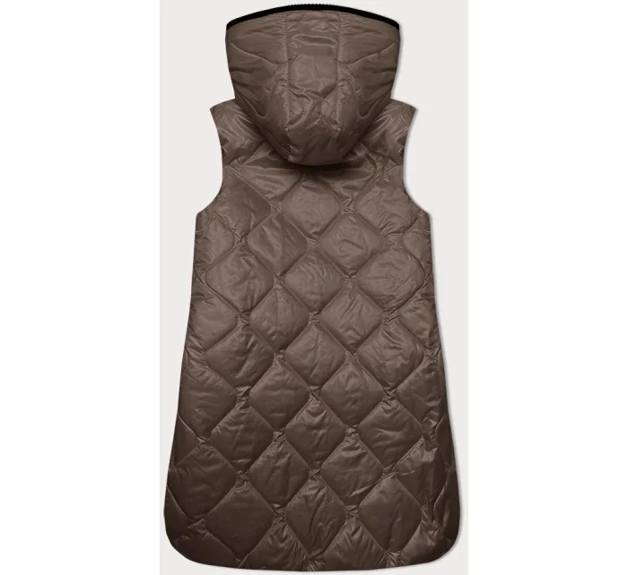 Tmavě béžová dámská vesta s ozdobným prošíváním model 19642623 - S'WEST Tmavě béžová dámská vesta s ozdobným prošíváním model 19642623 - S'WEST