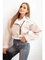 Dámská model 21273626 z ekokůže s podšívkou a páskem béžová - K-Fashion