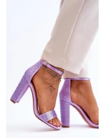 Dámské sandály na vysokém podpatku se zirkony fialové model 21615112 - Boto