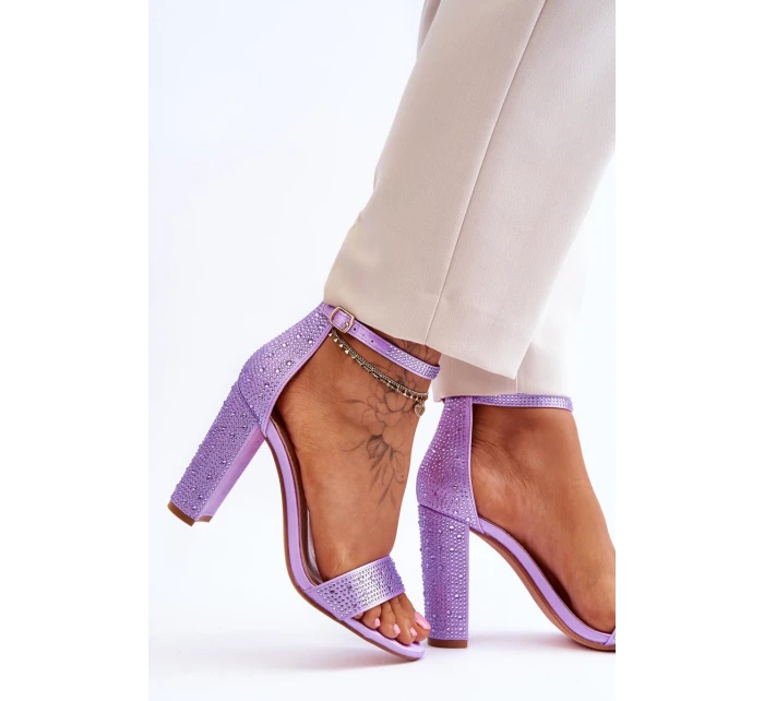 Dámské sandály na vysokém podpatku se zirkony fialové model 21615112 - Boto