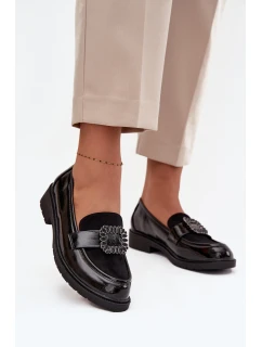 Lakované dámské mokasyny s ozdobnou sponou S.Barski HY52-546 Černé