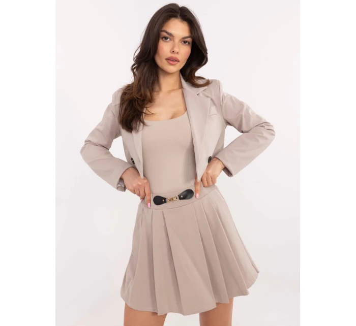 Spódnica MI SD model 20834547 ciemny bezowy - FPrice Spódnica MI SD model 20834547 ciemny bezowy - FPrice