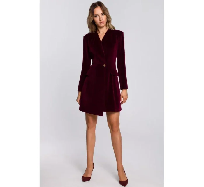 Sametové šaty vínové model 18003082 - Moe
