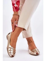 Pohodlné kožené dámské baleríny zlate Luka