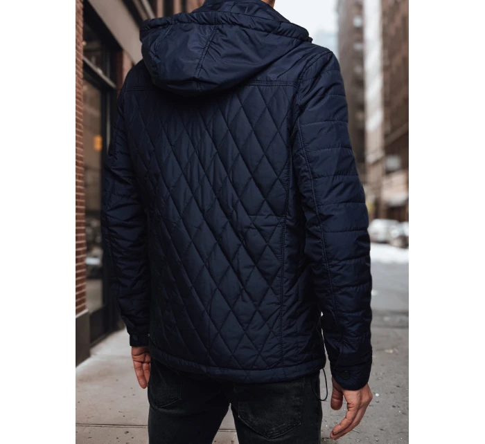 Pánská prošívaná bunda s kapucí tmavě modrá FashionStreet TX4988