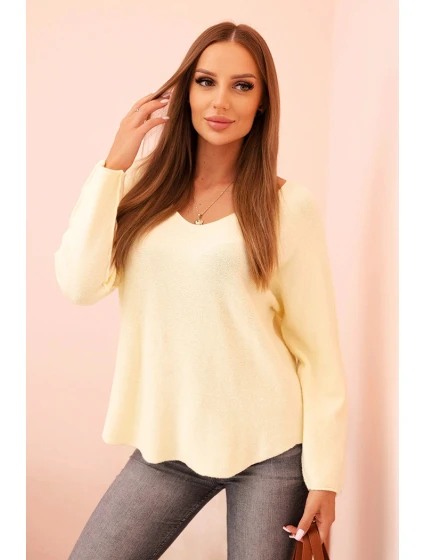 Svetr dámský z viskózy s výstřihem do V model 21268107 - K-Fashion