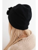 Dámská čepice s ozdobnými model 21470149 květinami elegantní černá - K-Fashion