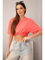 Dámská bavlněná basic halenka s krátkým rukávem malinová Dámská bavlněná basic halenka s krátkým rukávem malinová
