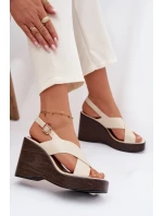 Dámské sandály z eko kůže na platformě Béžové model 21937453 - Boto