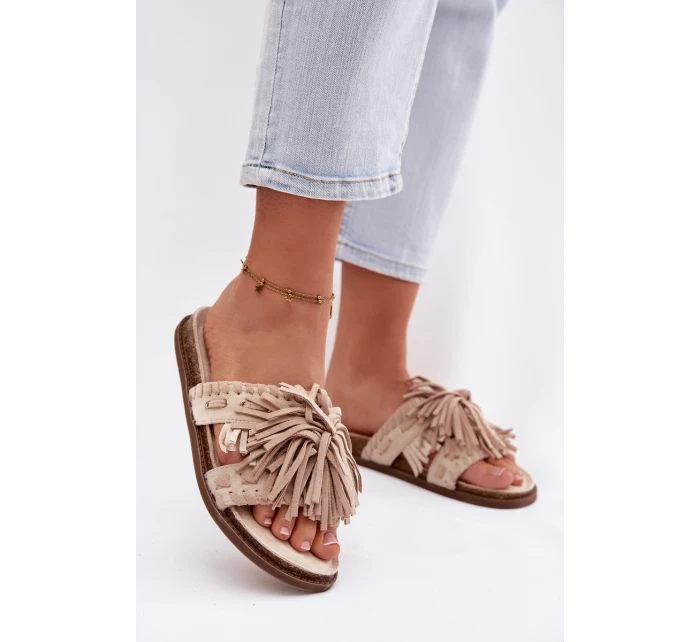 Dámské pantofle Béžové S Fringing Glorinna