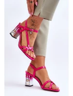 lakované sandály na ozdobném podpatku D&A fuchsiové lakované sandály na ozdobném podpatku D&A fuchsiové