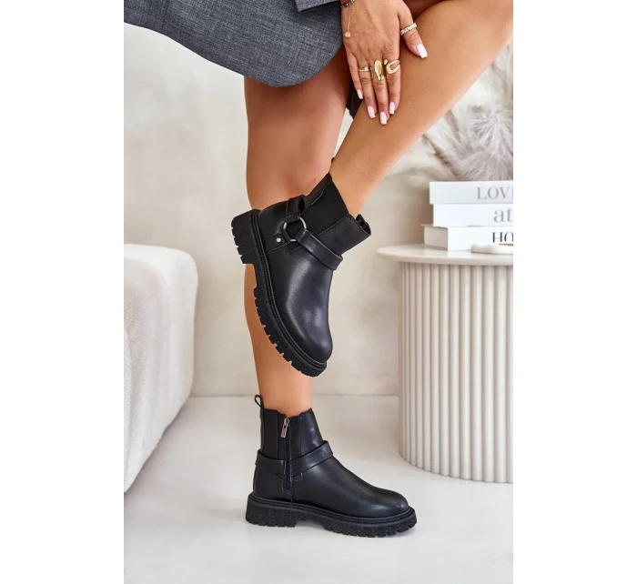 Kotníkové boty Zateplené Na Zip Big Star Černé Kotníkové boty Zateplené Na Zip Big Star Černé